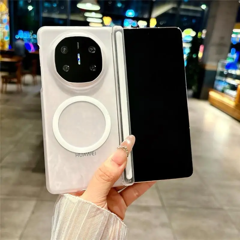 

Case For Huawei Mate X7 X6 X5 Ice Fog Semi-transparent Matte Dual Axis Magnetic Phone Case