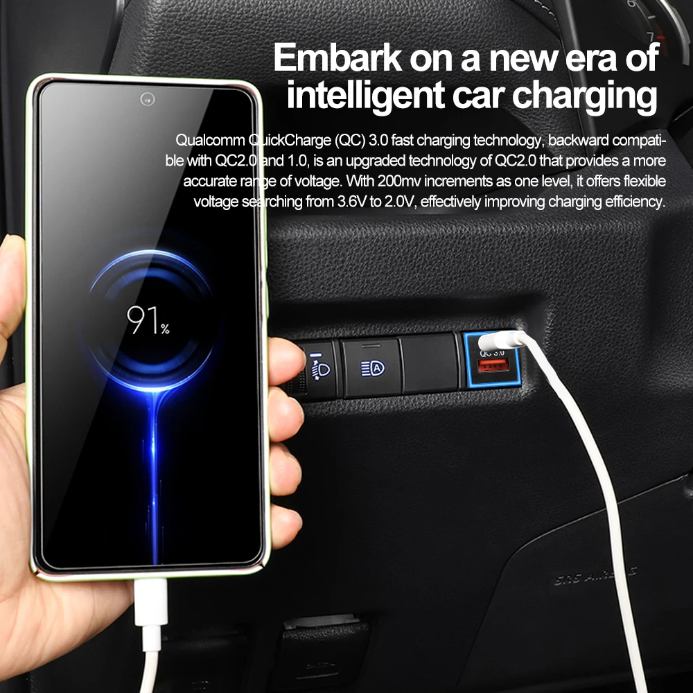 لتويوتا شاحن سيارة نوع-C USB PD QC3.0 الهاتف المحمول شاحن سريع لكامري كورولا Rav4 برادو 2019 2020 2021 2022 2023