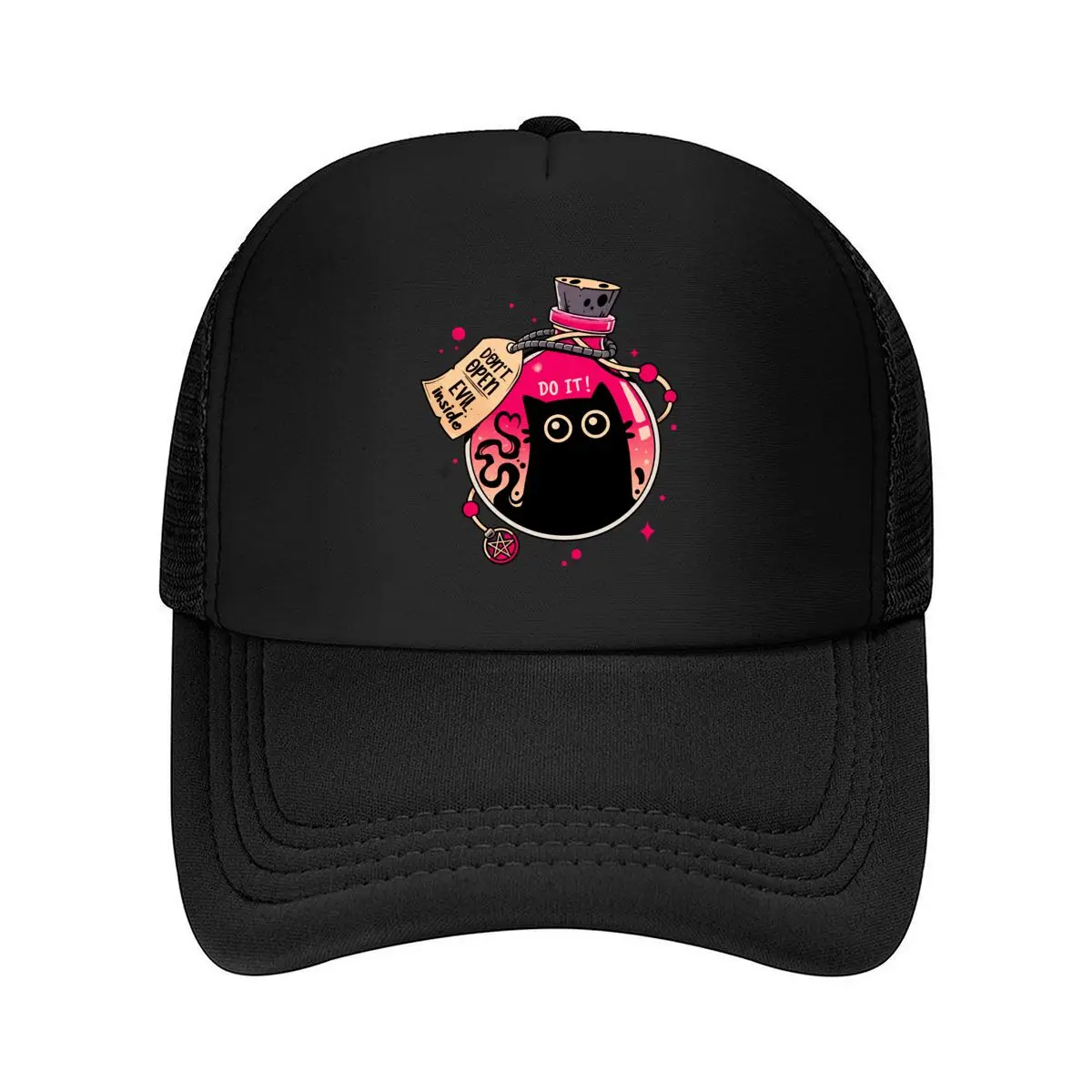 Evil Cat Do It Dont Open Evil Inside Mesh Baseball Cap Hip Hop