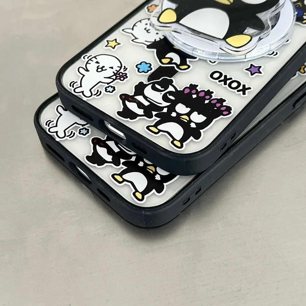 Cartoon Sanrio BadBadtz-maru for Magsafe Magnetic Bracket Phone Case for IPhone 16 15 14 13 12 11 Pro Max Anti-fall Soft Cover