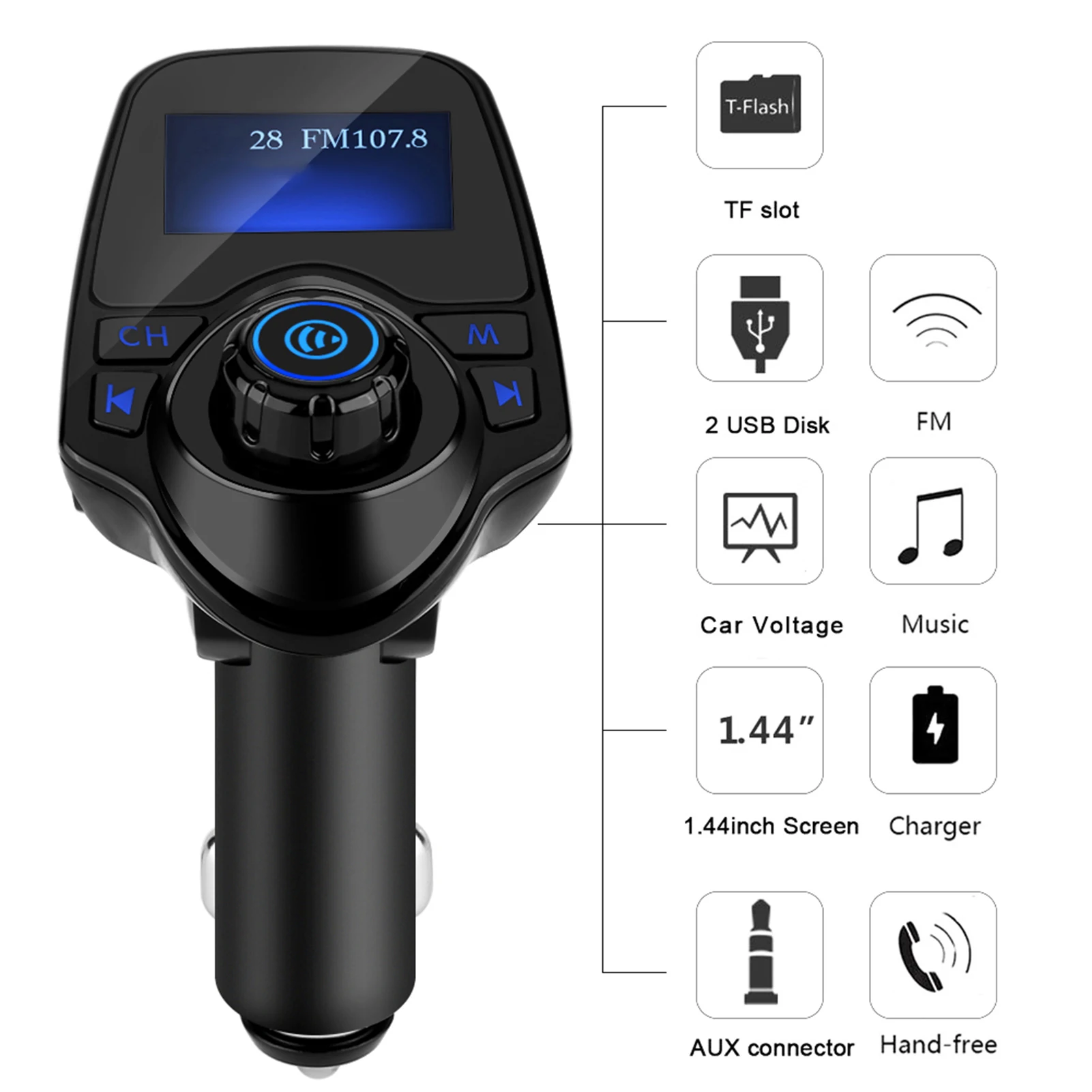 

RV Caravan T11 In-Car Bluetooth, T11 Bluetooth Wireless Handsfree Car Kit MP3 Player FM Transmitter USB Charger