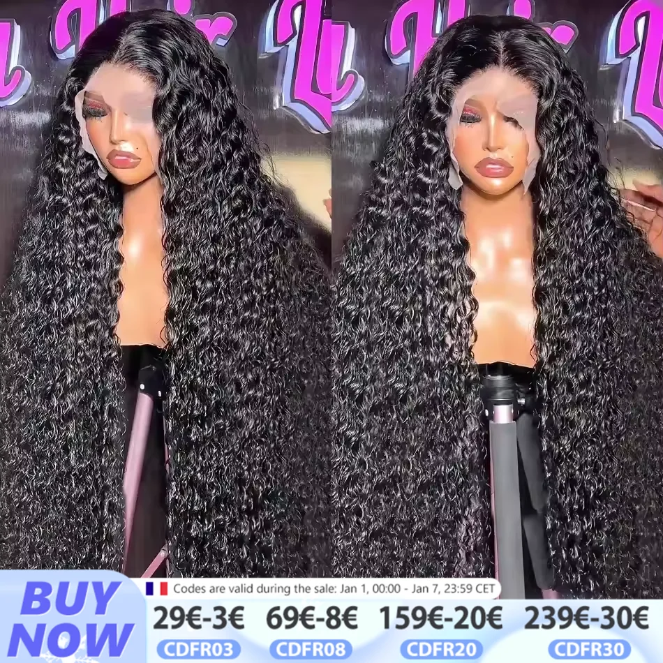 30 Inch 13x4 13x6 Deep Wave Curly Lace Front Wig Human Hair Water Wave Kinky Curly Hd Lace Frontal Wigs For Women 200% Density