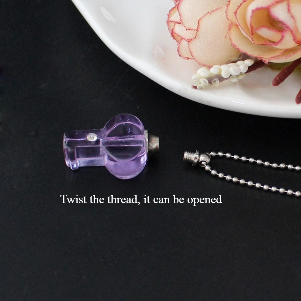 الأزياء الأرجواني الزجاج زجاجة الشعر المعلقات المرأة العطور زجاجة زيت طبيعي قلادة مجوهرات قبعة ملتوية هدية عيد ميلاد