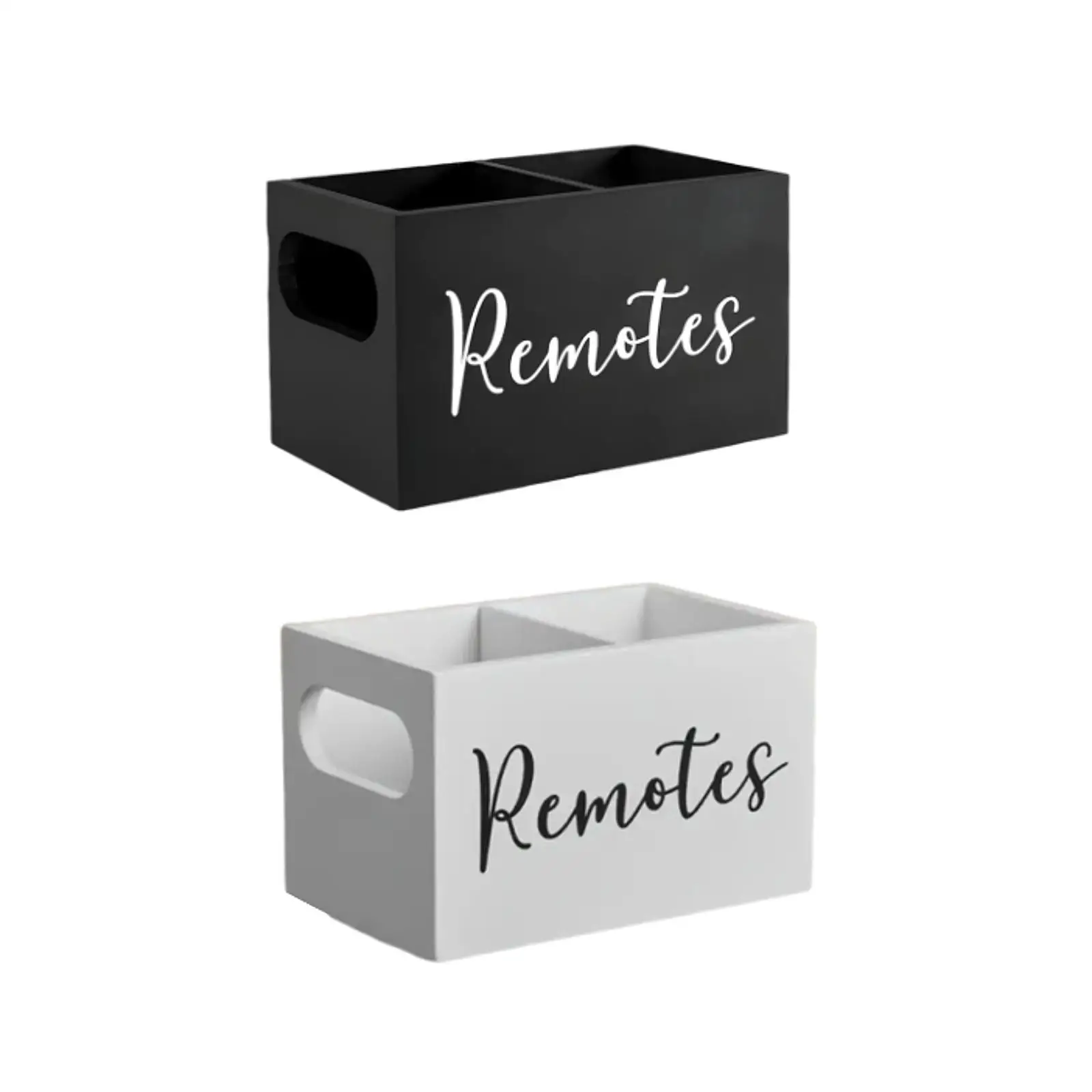 Remote Control Holder Remote Box 2 Compartment Remote Caddy Organizer for NightStand Living Room Bedside Table Office Couch