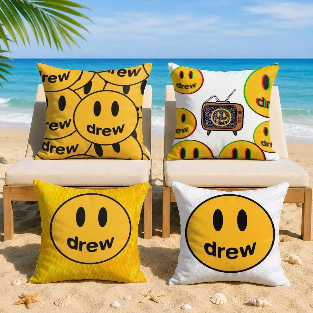 Fashion D-Drew H-Hous Cushion Cover Soft Short Plush Double-Sided Printing Home Decor Machine Washable Pillow Case Gift