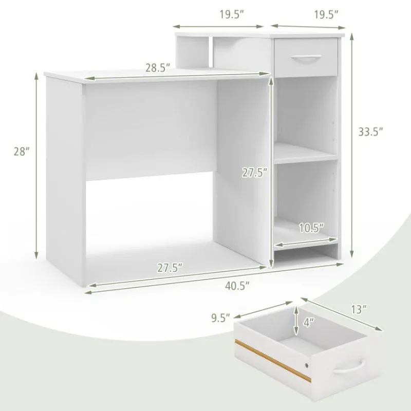 

Computer Desk Modern Laptop PC Desk with Adjustable Shelf and Cable Hole