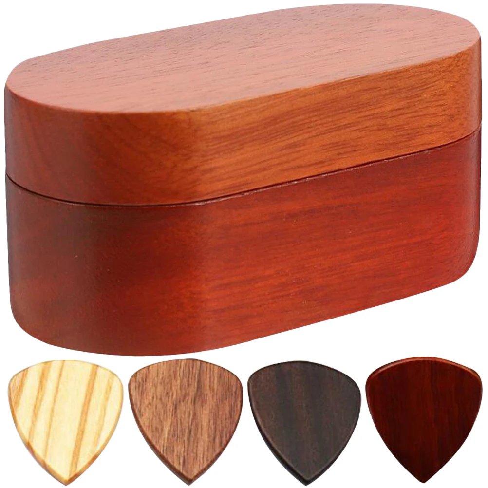 

1 set Wooden Guitar Picks Case Storage ganizer Box for Picks Capo Accessories Light Sturdy Protective Container Easy Carry