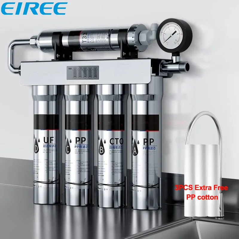 Eire purificador de água de ultrafiltração de 5 estágios com display inteligente led purificador de água potável direto doméstico de cozinha