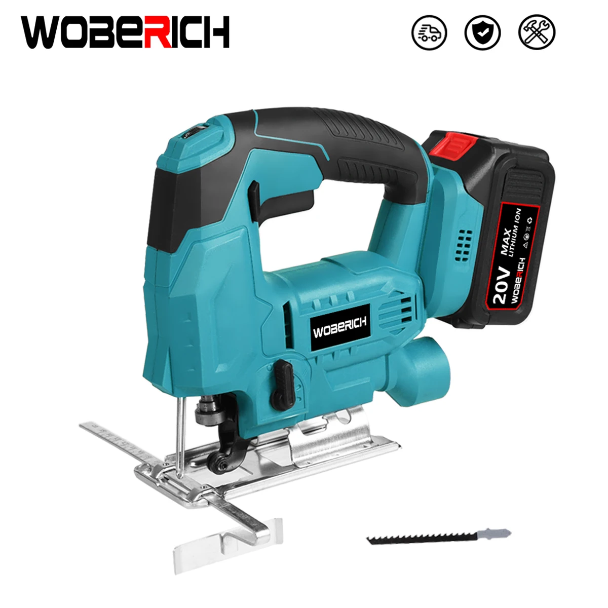 WOBERICH-Sierra de plantilla eléctrica sin escobillas, herramienta eléctrica Orbital de 4 posiciones de madera, 26mm, para batería Makita de 18V, 6