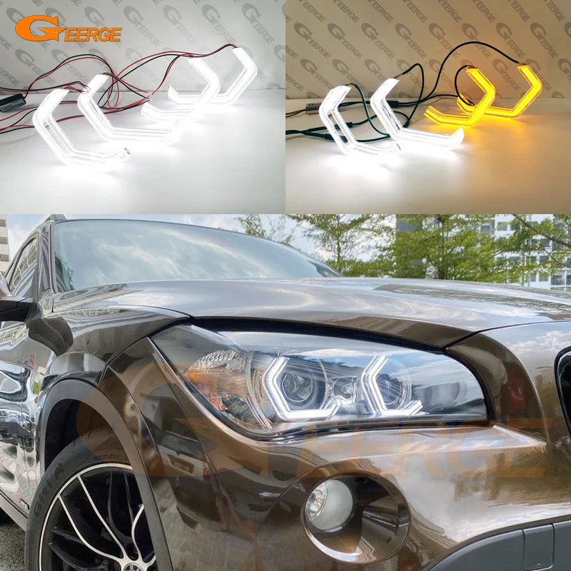 

For BMW X1 E84 2009-2015 Xenon Headlight Ultra Bright Crystal Concept M4 Iconic Style LED Angel Eyes Halo Rings Day Light