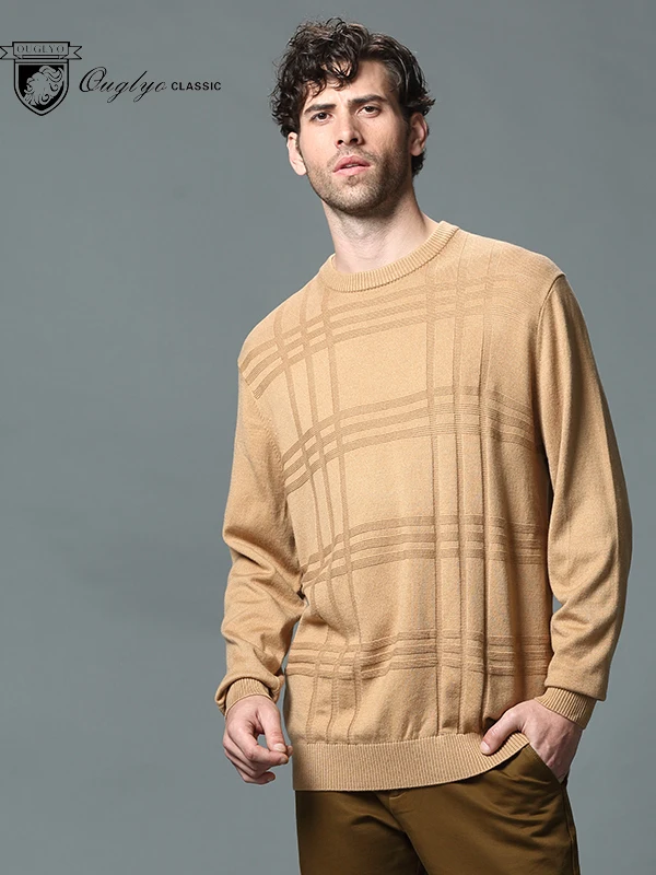 Ouglo الرجال محبوك رداء علوي من الصوف عادية جولة Ne البلوز Faionable الخريف الشتاء مستقيم قطع طويلة Sve الحضرية Sle #1