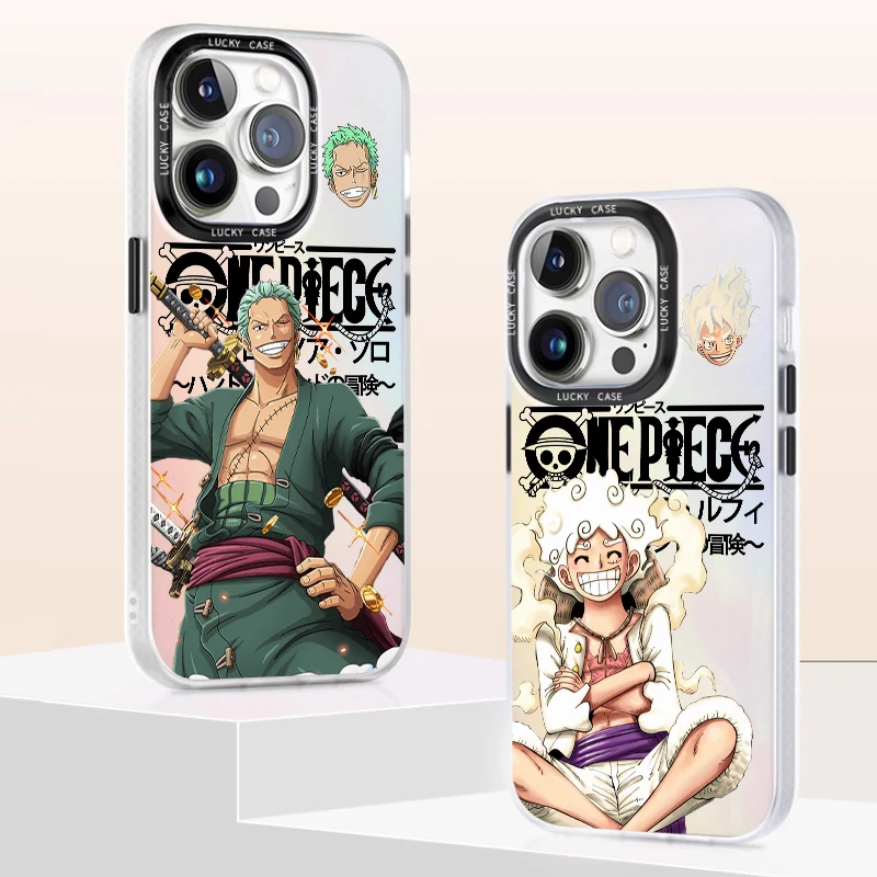 

One Piece Luffy Cartoon Art Phone Case For Apple iPhone 15 14 13 12 11 XS XR X Pro MAX 8 7 Plus Laser Gradient Soft Cover