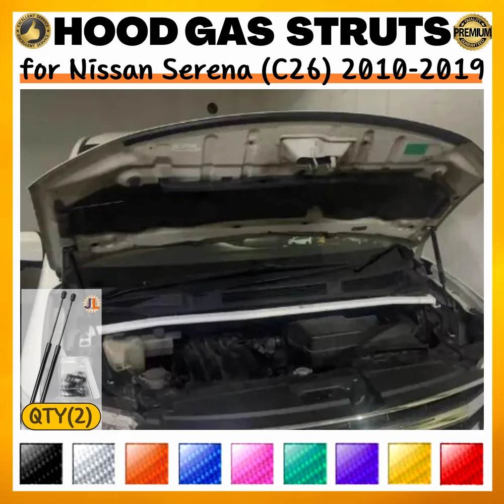 

Qty(2) Hood Struts for Nissan Serena (C26) 2010-2019 Front Bonnet Modify Gas Springs Shock Absorbers Lift Supports Dampers
