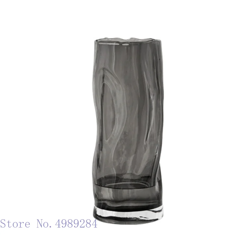 Creativity Glass Vase Transparent Fold Lines Cylindrical Hydroponic Flower Arrangement Accessories Home Decoration Flower Vase