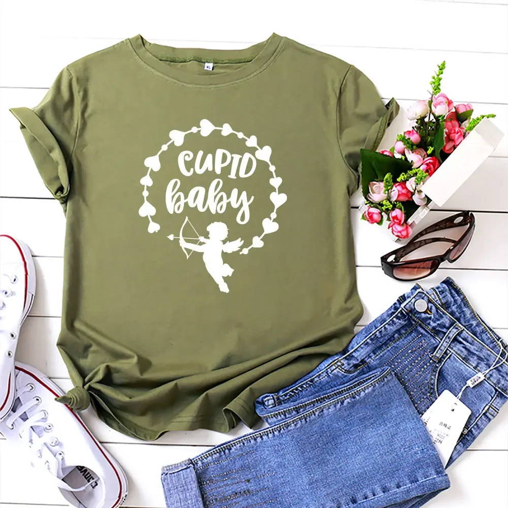 Angel Cupid Baby Short Sleeve Casual Ladies Fashion Female Graphic Tee Women Print Summer Tops Clothing  Streewear Clothes