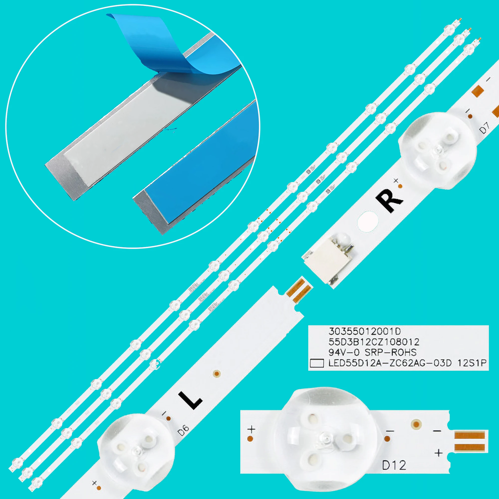 Image of LED-Hintergrundbeleuchtungsstreifen für 55FJ4K 55FL1KA 55FL2KA 55FL3KA 55FL4KA 55FL5KA 55FL6KA C5520G4K/ZK4G0255 55R3-MAX LED55D12-ZC62AG-08D