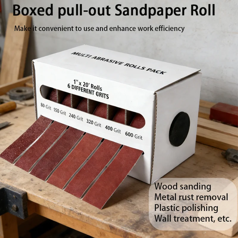 

Набор абразивных рулонов из оксида алюминия (4 или 6 рулонов): зернистость 80/150/240/320/400/600 для деревообработки и автомобилестроения