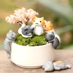 6 Pcs/Set Cartoon Lucky Cat Home Garden Bonsai Decorations Miniatures Gift Lovely Micro Landscape Kitten Miniature Craft