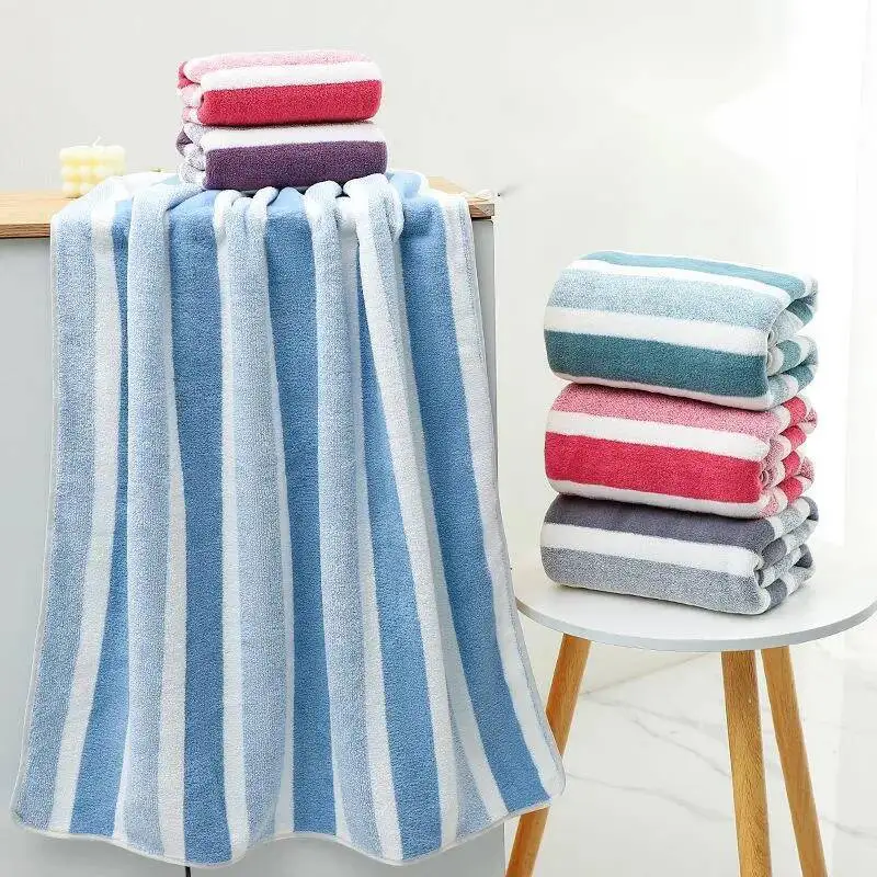 

Striped Face Towel 35x75cm for Bathroom and Soft and Absorbent Quick-Drying Experience Microfiber Bath Towel 70x140cm