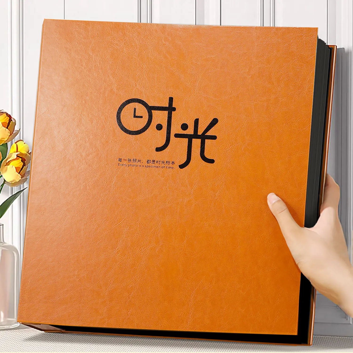Large Capacity Leather Insert Photo Album for 5 Inch and 6 Inch Prints, 400 to 600 Photo Family Memory Book with PVC Sleeves