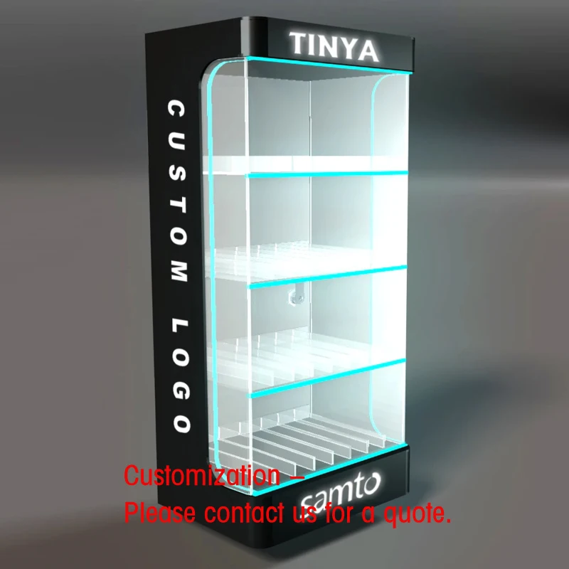 custom.Customized LED Nicotin Zyn Pouches Counter Top Display Rack Acrylic Display Stand and Smoke Shop