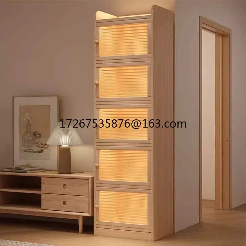 

Pure solid wood bookshelf Floor shelf Storage rack Locker Narrow cabinet Household bookcase