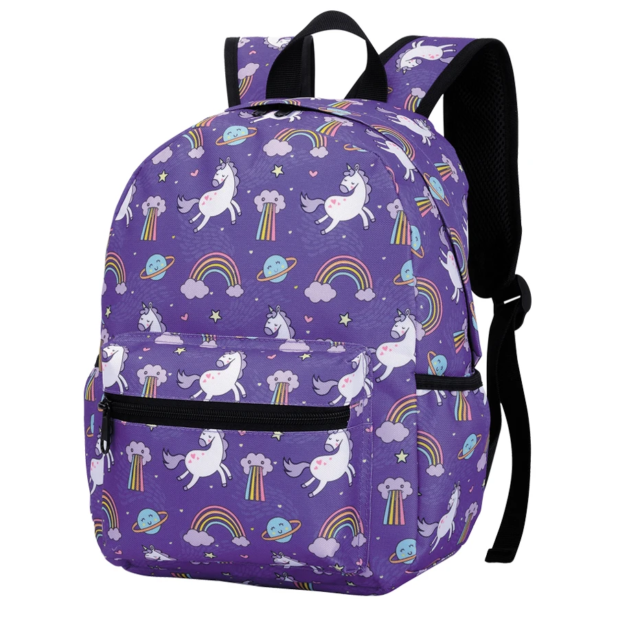 Mochila ligera de unicornio arcoíris vibrante, mochila preescolar para niños pequeños, bolsas escolares para niños, bolsa de libros escolares para niñas