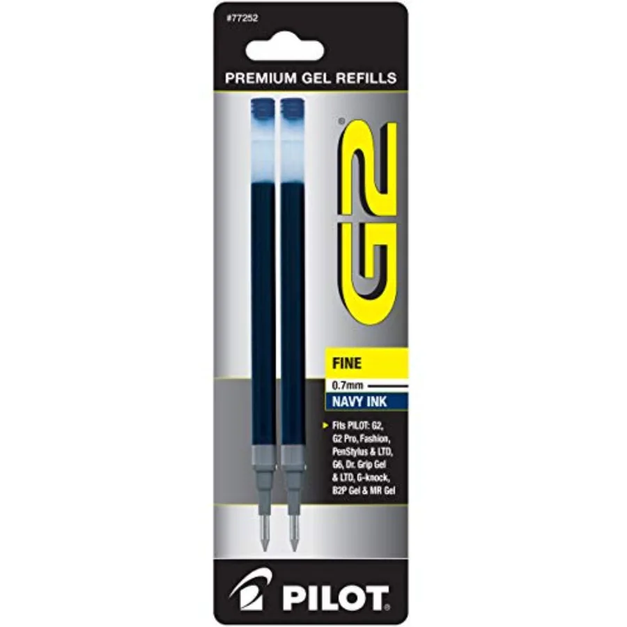 

, G2 Gel Ink Refills, Fine Point 0.7 mm, Navy, Pack of 2