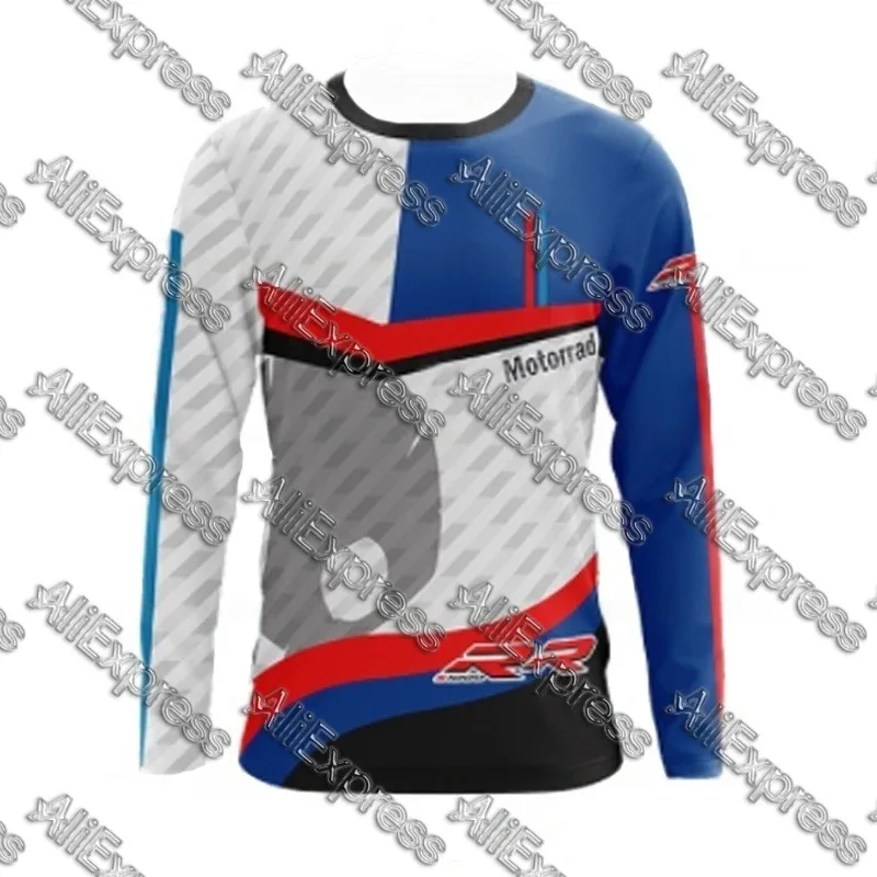 

World SBK Racing For BMW Motorrad Team S1000RR Motorsport Motorcycle White Long Sleeve Shirt Summer Men's Quick Drying T-Shirts