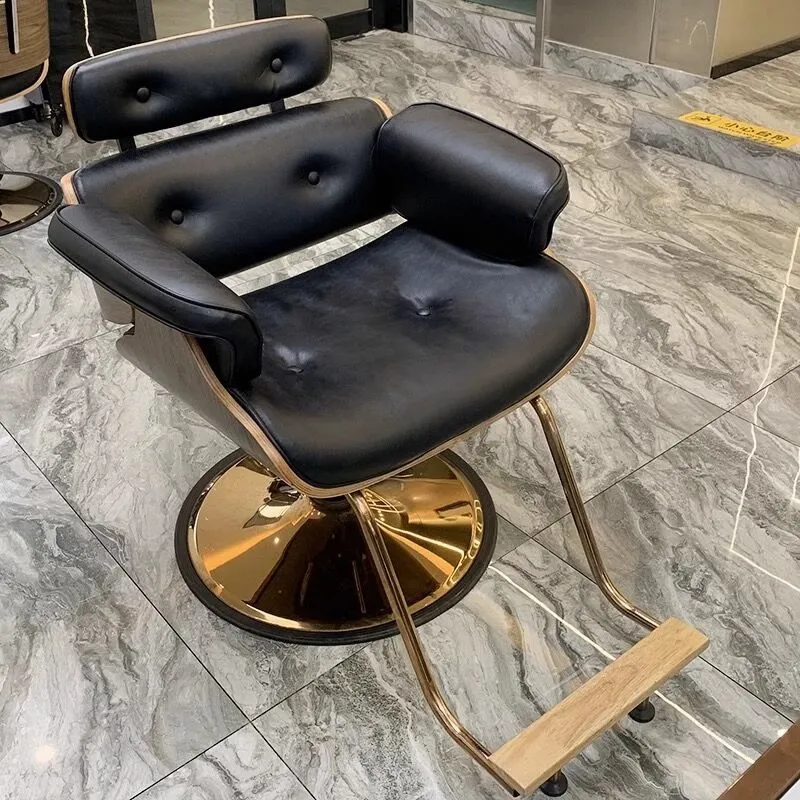 Liggen Platte Haarstoel Barbershop Kapsalon Lifting Luxe Salon Verfraaien Speciale Rotatie Walnoot Lederen Stoel Fabrikant Verkoop