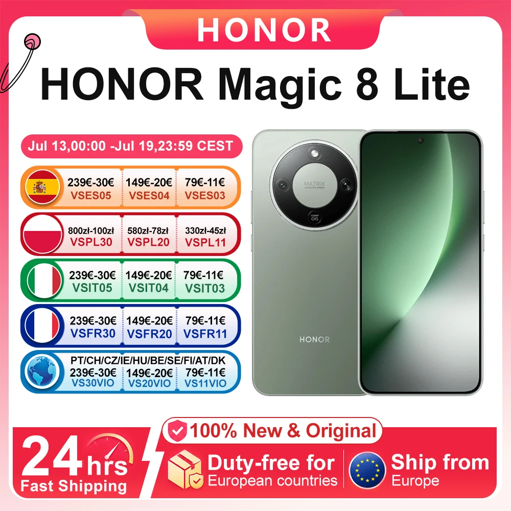 Honor Magic 8 Lite 5G Smartphone Snapdragon 6 Gen4 108Mp Ois Ai Camera 6.79’’ 1.5K Amoled 7500Mah 3-Day Battery Life 2.5M Drop-Resistant Sgs Ip69K — -39%, 194.35€ Coupon, from 303.98€ – 39% descuento – €303.98