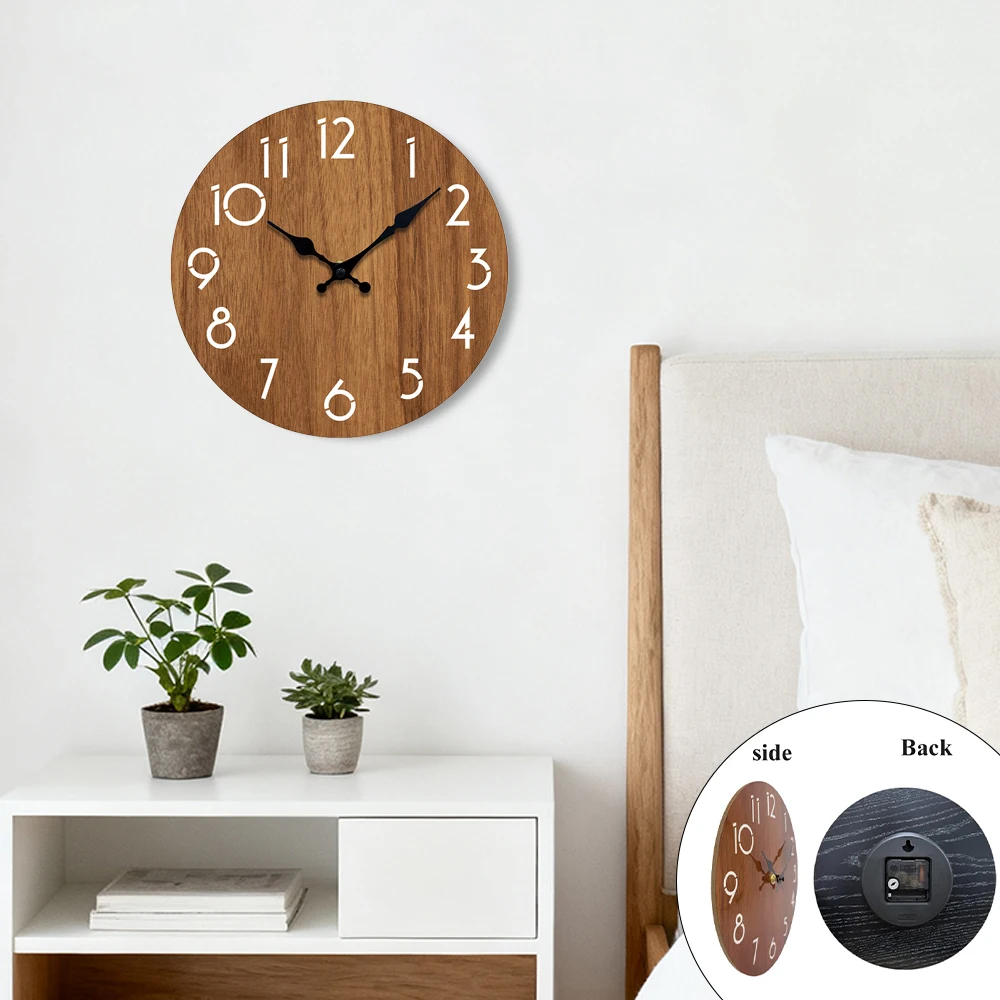 8 Zoll Moderne Holz-Wanduhr Minimalistische Dekoration für Wohnzimmer Schlafzimmer Geräuschlose Uhr Stilvolles Geschenk Wohndekor-Enthusiasten