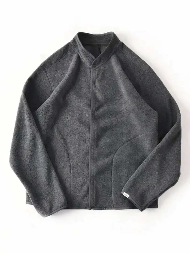 

Men's Double-Sided Fce Jaet Stand Collar Outdoor Warmth Clothing Long Sve Loose Fit Japanese Sle Coat for Autumn