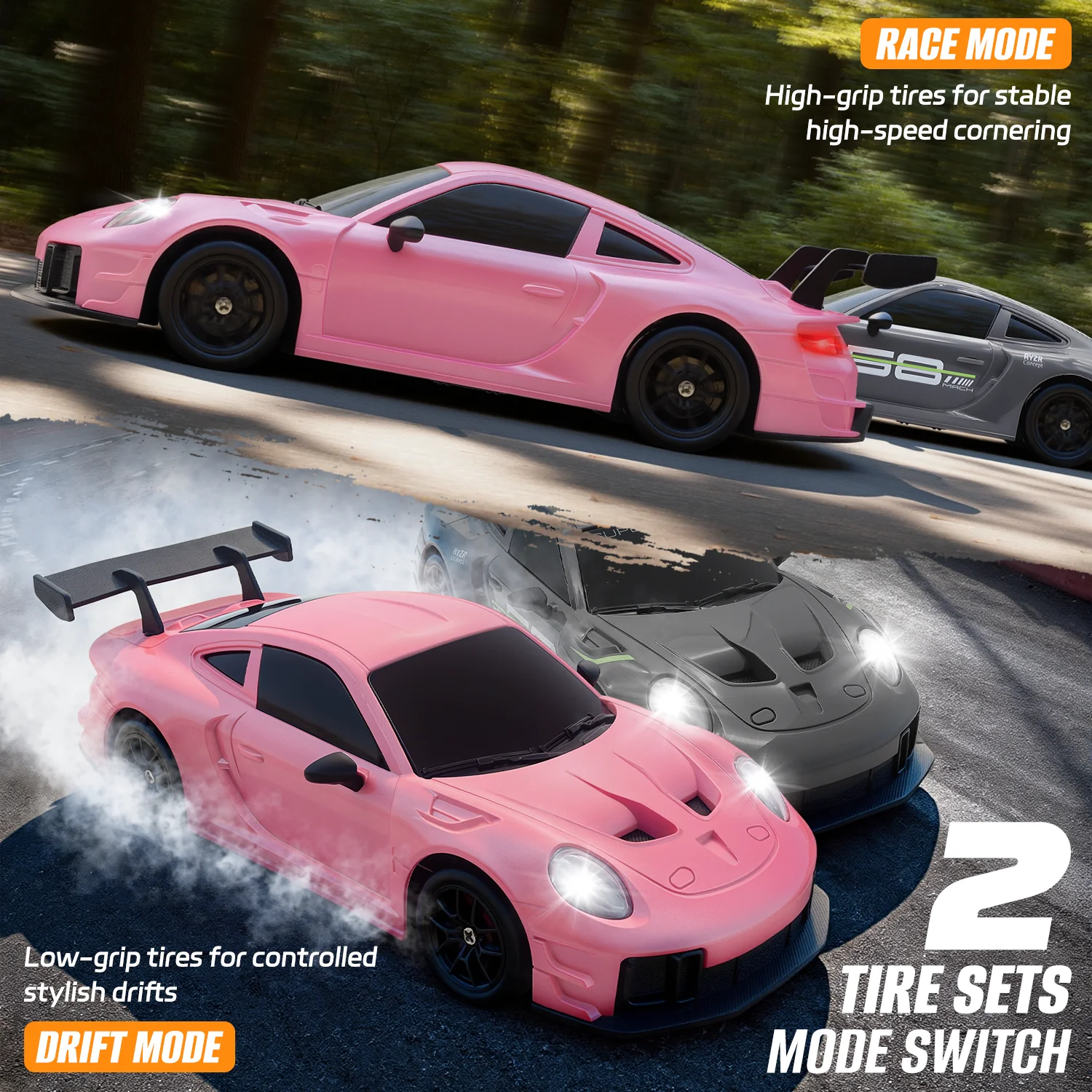 

RC Drift Car, 1:24 4WD Remote Control Cars Vehicle with LED Light,2.4GHz RC Cars Drifting Tires Racing Sport Toy for Adults kids