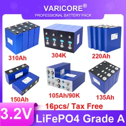 16pcs 3.2v 310Ah 280Ah Lifepo4 Battery Lithium Iron Phosphate Solar Cell For RV Campers Golf Cart Off-Road Off-grid Solar Wind