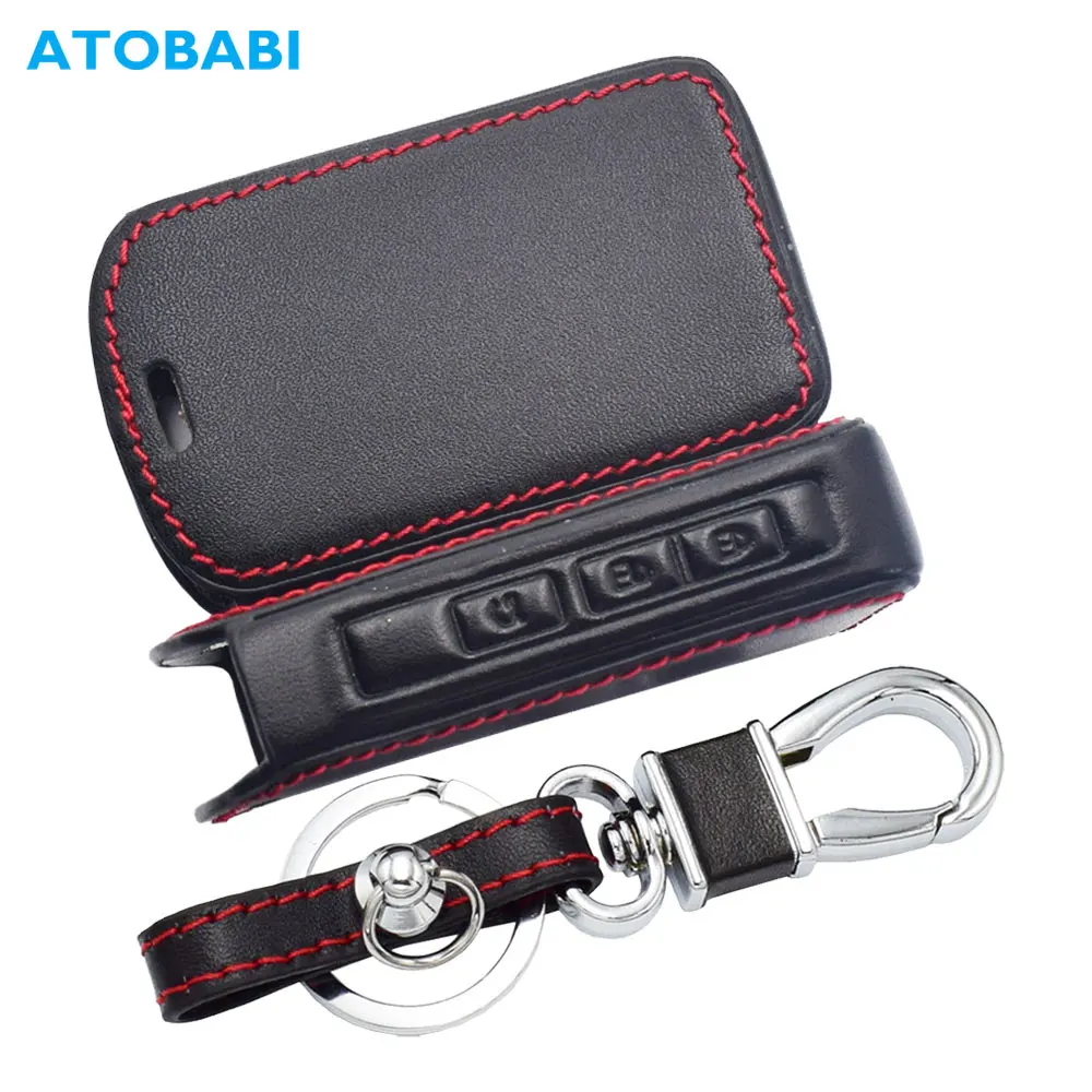 ATOBABI Leather Car Key Case Keychain For Mazda 3 Sedan Hatchback CX-30 CX-5 CX-9 2020 2021 Smart Keyless Remote Control Cover