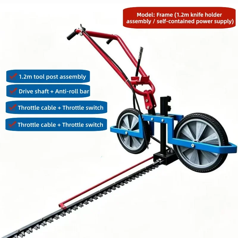 Walk Behind Reciprocating Grass Reaper Hand Push Double Blade Bush Cutter Multi-purpose Grass & Crop Cutting Machine