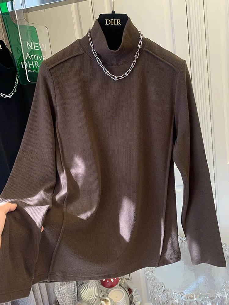 

plus Size 300 Pou Women's Long Sve High Collar Velvet T-irt Inner Wear Base irt for Autumn Winter Thiened Cotton ...