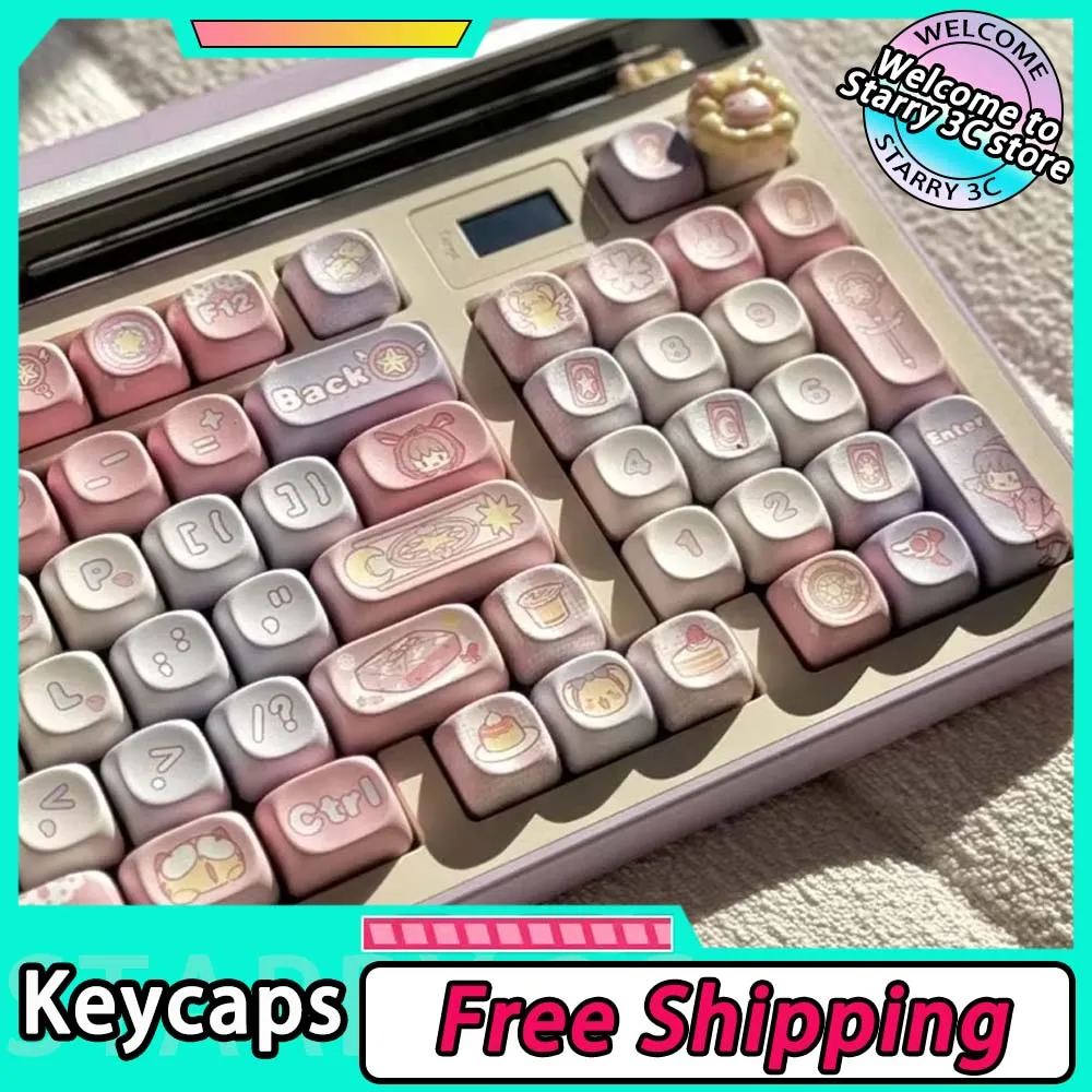 Cardcaptor Sakura Moa Cherry Profile Keycaps Anime Cute Cartoon Theme 142 Keys Key Cap Pbt Customize Mechanical Keyboard Keycaps