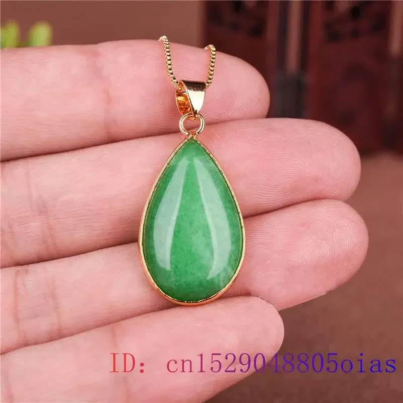 Collier pendentif goutte d'eau en Jade 925, bijoux de luxe en argent et vert naturel, cadeau de créateur chinois