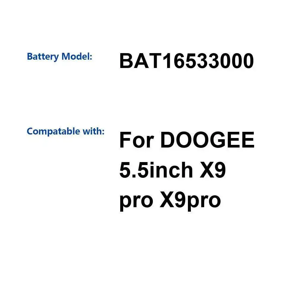 

Для Doogee X9 Pro BAT16533000 прочный 3000 мАч надежный сменный аккумулятор для мобильного телефона