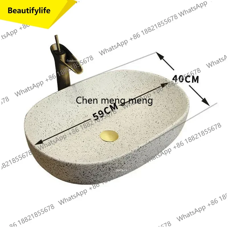 A17  Modern Countertop Basin Vintage Bathroom Sinks Luxury Home Square Bathroom Washbasin Kitchen Sink Simple Ceramic Oval Washb