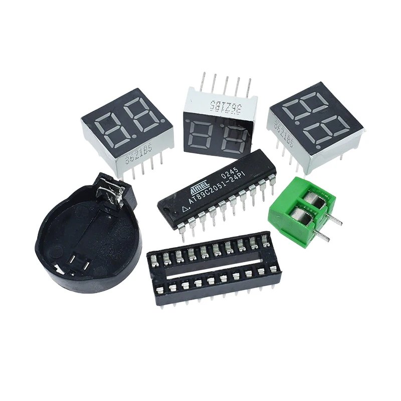 AT89C2051 Microcontroller Digital Clock DIY Kit, Electronic Soldering Training Parts with CR2032 Battery Backup