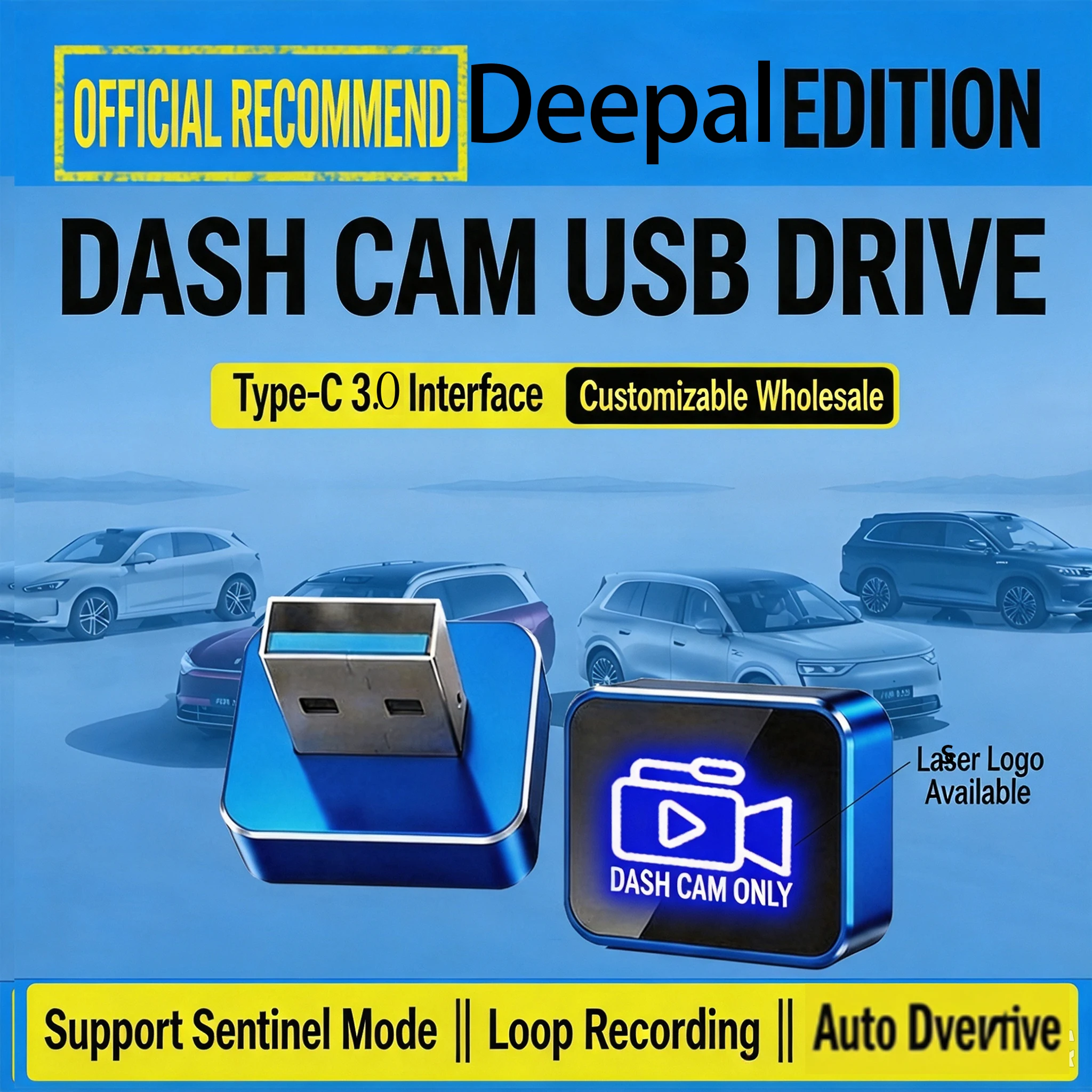 Fit For LS07/S09G318 Car DVR U Disk Sentry Mode Vehicle Storage USB Tpye-c Flash Drive Illuminated Alloy Dash Cam / Sentry Mode