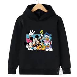 Disney Mickey Harajuku Printed Children's Hoodie for 3-14 Years Old Autumn Street Fashion Boys Sweatshirt Outdoor Sports Pullove