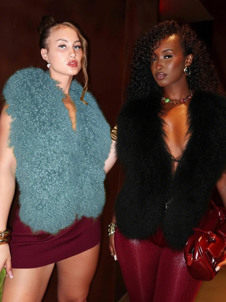 

Kliou сексуальные модные пушистые топы на бретелях женские с лямкой на шее с глубоким вырезом на шнуровке с открытой спиной популярные девушки полуночный клуб вечерние кокетлистый свитер жилеты