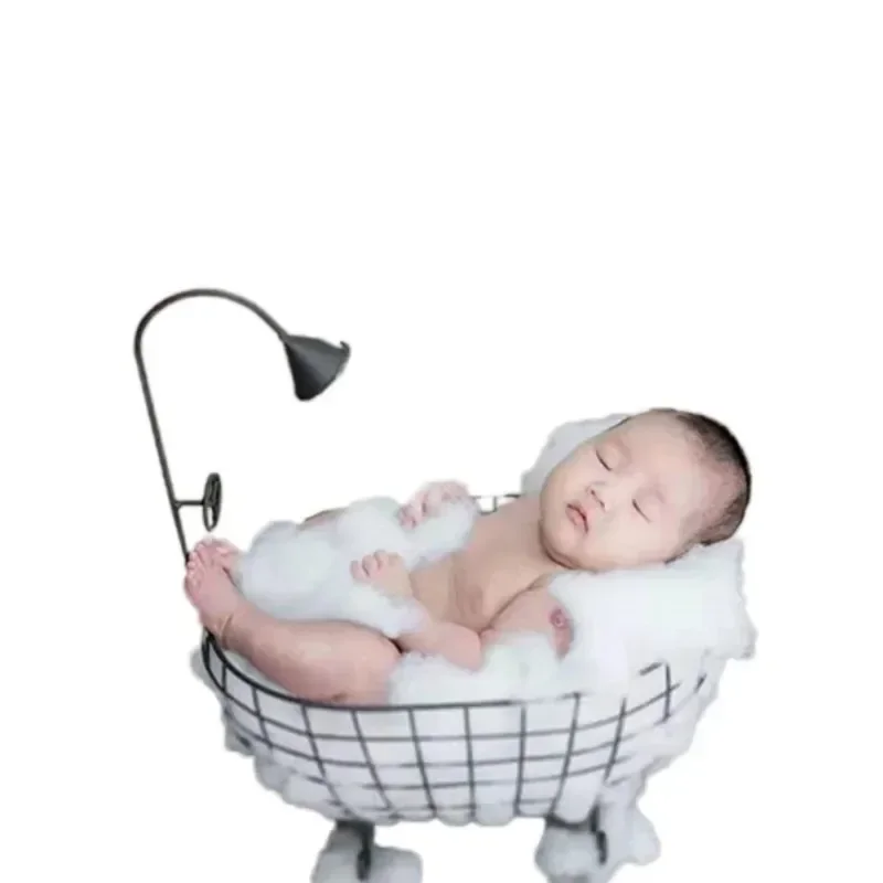 Iron Bathtub Shape Basket With Shower Head Posing Prop For Studio Portrait Shooting Full Moon Photoshoot Scene Layout Accessory view 4