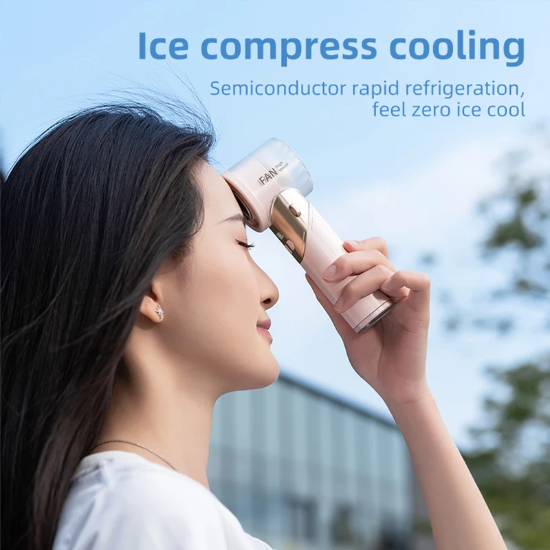 3600mAh 100 Speeds Semiconductor Ice Cooling Handheld Fan Foldable 3-in-1 with Light 36dB Quiet USB Rechargeable for Office Camp