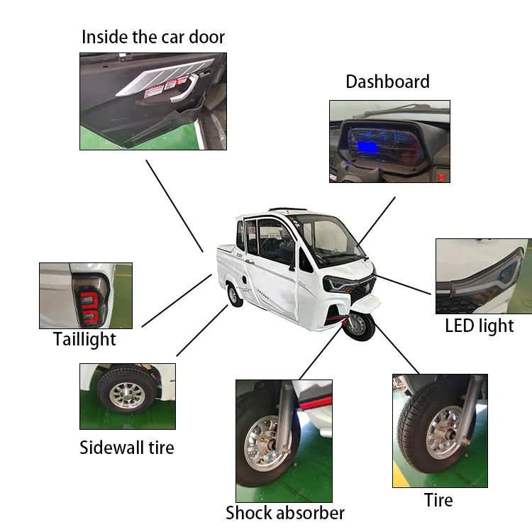 Recycle Three Wheels Passenger And Cargo Tricycle Electric Closed Tricycle