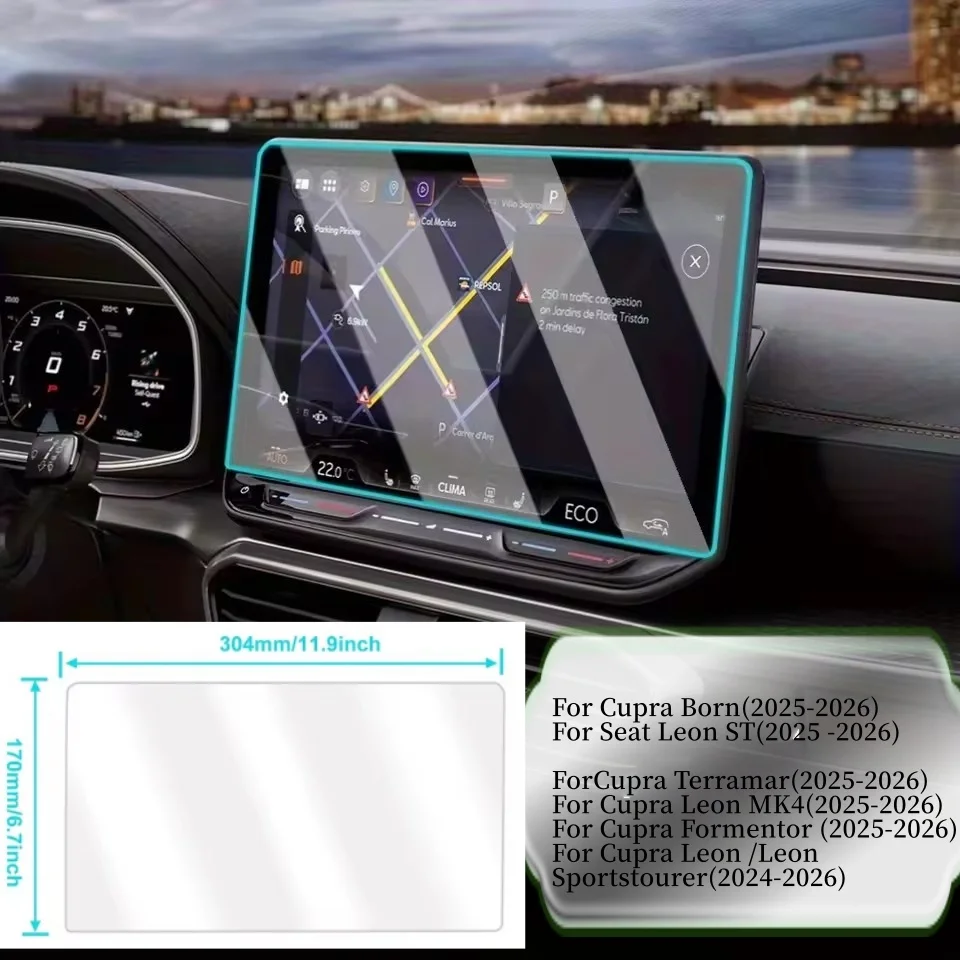 لمقعد Cupra Born Cupra Leon MK4 Formentor 2025-2026 الزجاج المقسى لتحديد المواقع والملاحة وشاشة الأدوات الملحقات الداخلية